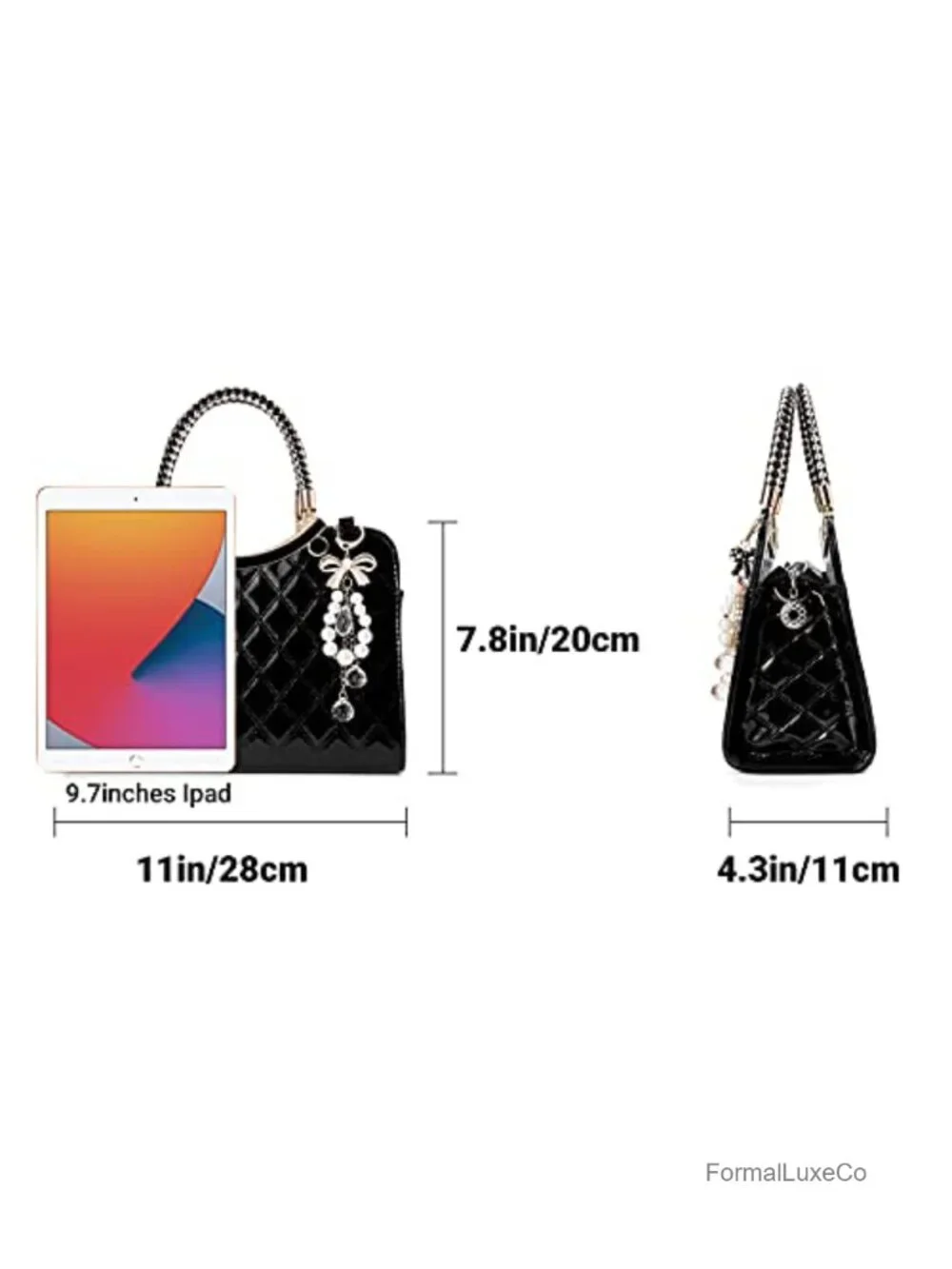 TIBES Shiny Patent Leather Satchel Handbag Crossbody Bag